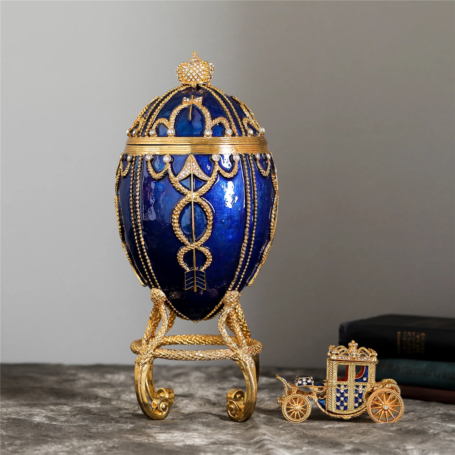 Qifu 1895 Rosebud Faberge яйцо с кареточкой Реплика для домашнего декора | Дом и сад