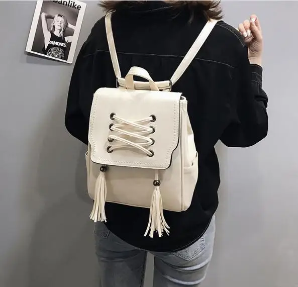 2022 New Fashion Women Backpack Lady tassel leather Backpacks School Backpack for Teenage Girl Travel bag Feminina Shoulder bag