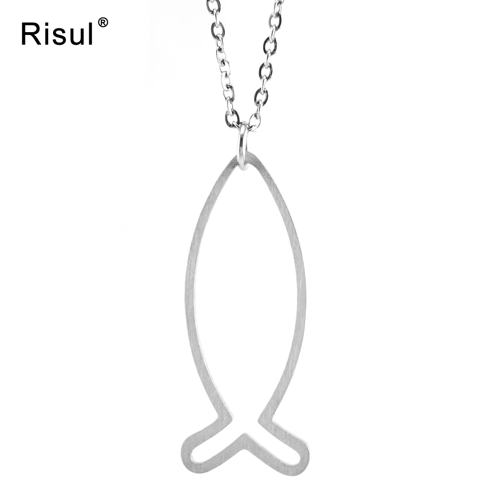 Risul рыбный профиль ожерелье линия рыба шарм Женская цепочка подарок нержавеющая