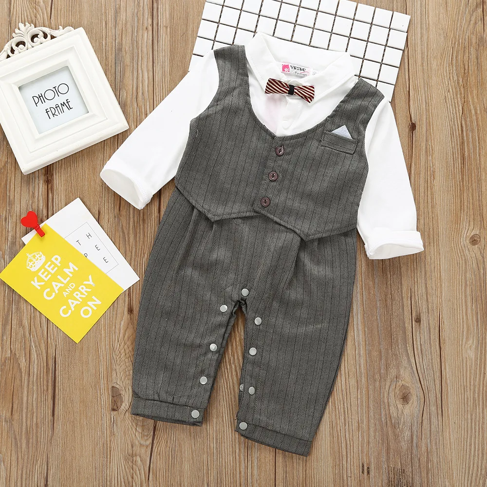 Gentleman baby new style of short sleeve wedding and party boys clothes cut overalls newborn