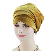 muslim velvet women hijab headscarf turban head wraps cap hat ladies hair accessories inner turban cap extra long