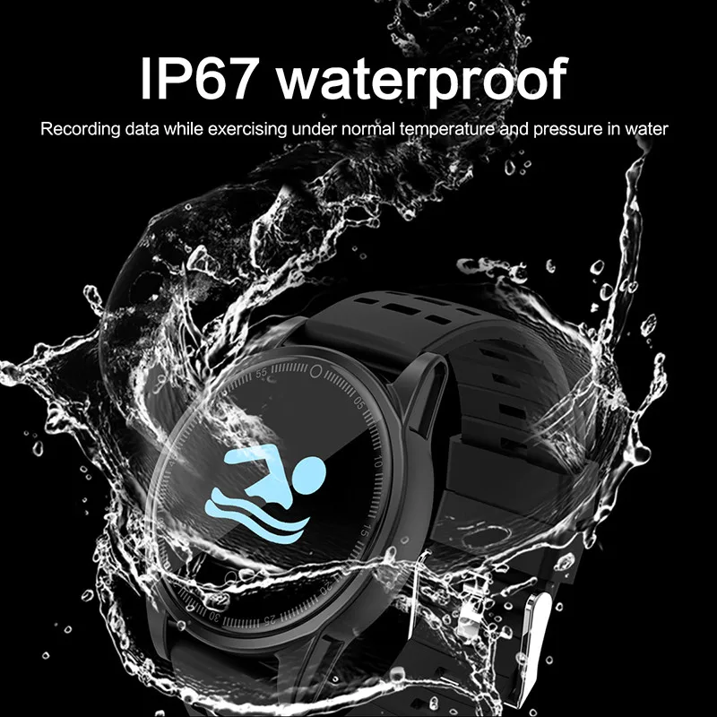 Bluetooth Фитнес Смарт часы Для женщин мужские сердечного ритма Водонепроницаемый IP67