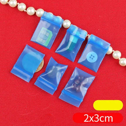 Blue 2x3cm Новинка 100 шт./лот, 20 проводов, цветные, синие, красные, на молнии, сумка для ювелирных изделий, маленький уплотненный карман, запечатанные сумки, аксессуары, сумка для ювелирных изделий - Цвет: Blue 2x3cm
