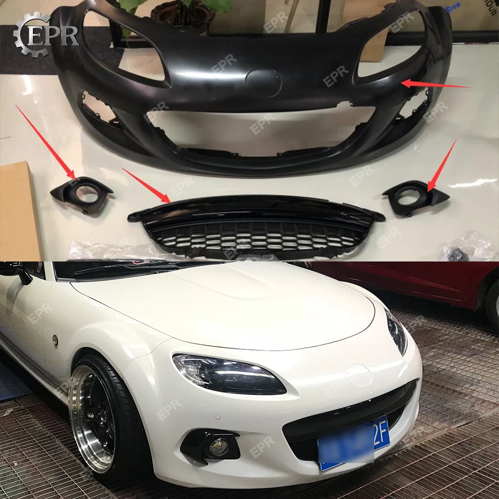 FRP бампер для Mazda MX5 Roaster Miata NC3 OEM Наборы переднего бампера из стекловолокна (3 шт.) с