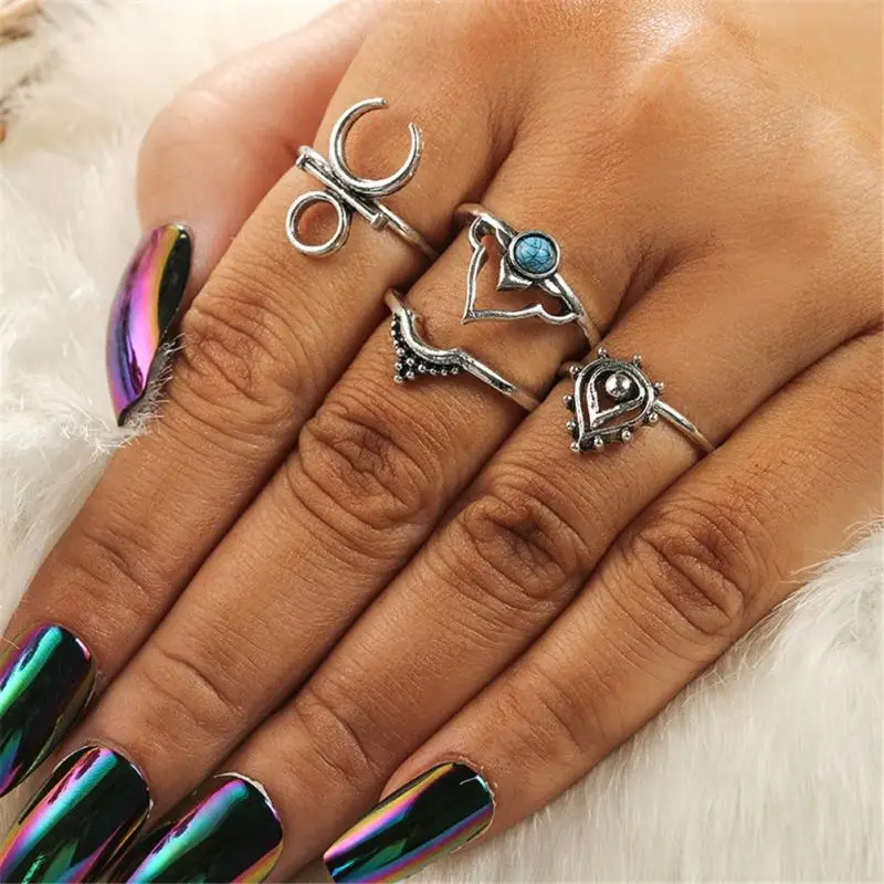 3 шт./компл. кольцо-капля Набор Мода Богемия сплав стразы кольцо с голубым камнем