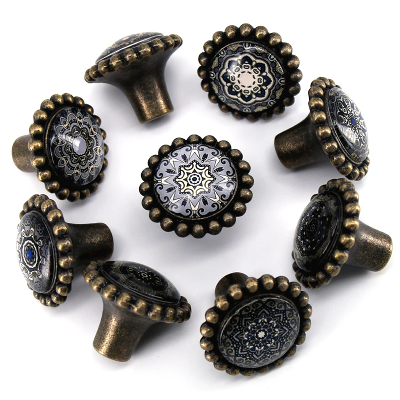 1pcs vintage cabinet handles glass drawer knobs kitchen cupboard knobs retro dresser pull dia 43mm free global shipping