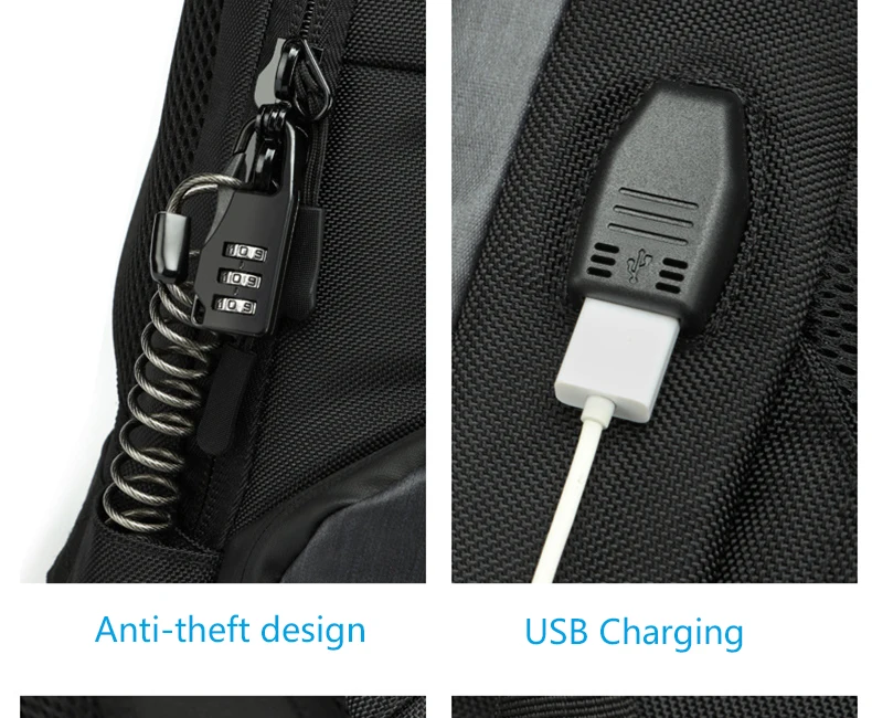 Мужской рюкзак Оксфорд с зарядкой через usb многофункциональный рюкзак мужской студенческий Водонепроницаемый замок с паролем Противоугонный рюкзак