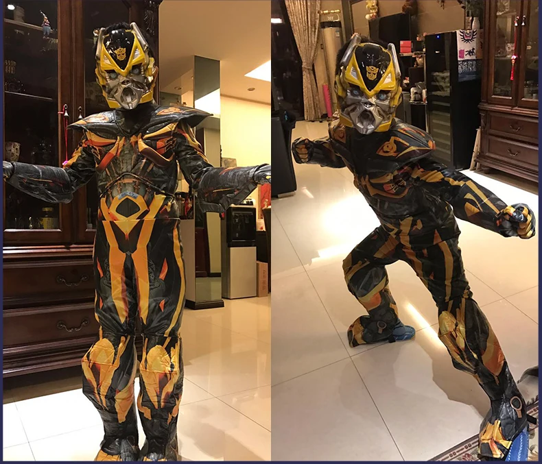 Костюм на Хэллоуин; детский маскарадный костюм для мальчиков; Bumblebee Optimus Prime; костюм Железного человека для взрослых; Маскарадная маска; праздничная одежда