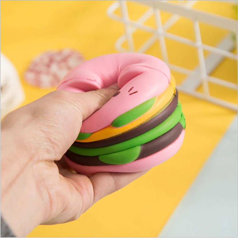 10 см милые Jumbo Squeeze Yummy Hamburger Cat Bear мягкие медленно поднимающиеся ремни для телефона