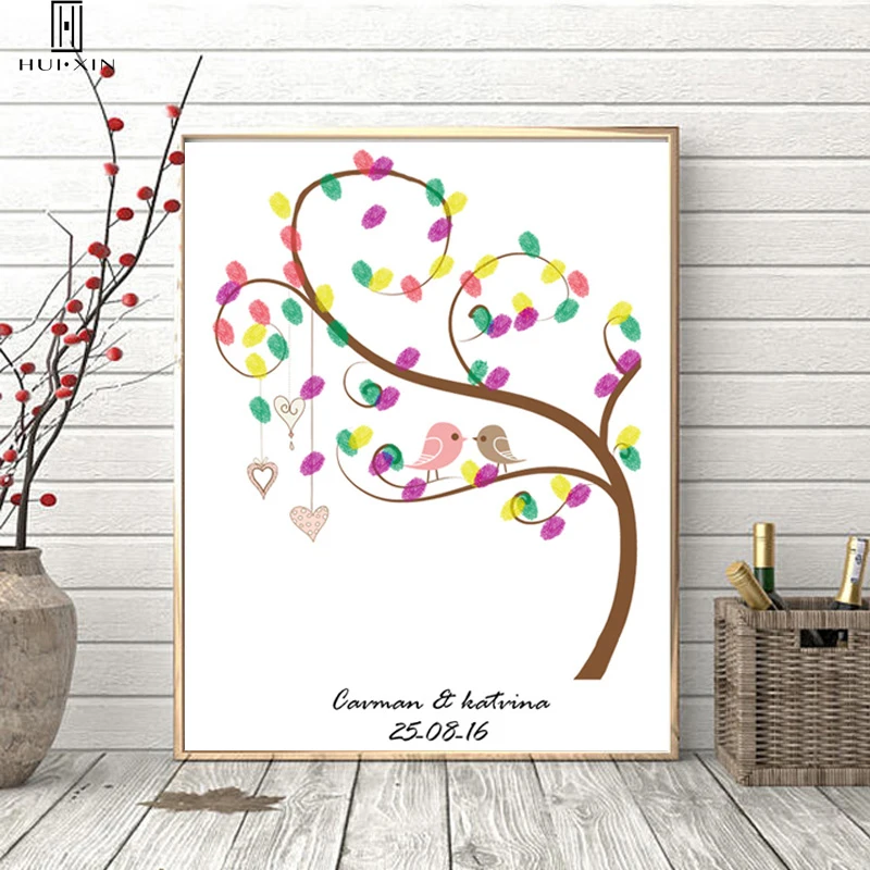 Romantic Recording Of Happy Moments DIY Fingerprint Guestbook Souvenir Birthday Wedding Homewarming Gift Unique Mural Decoration