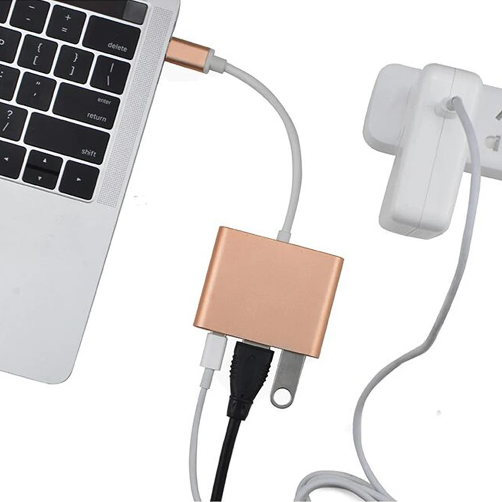 CHYI Тип USB C концентратор To VGA 4K * 2K 1080P UHD с 1 Порты и разъёмы USB3.0 Мощность доставки