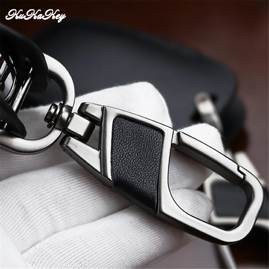 Черный кожаный чехол для автомобильного ключа с кожаным кольцом ключей Toyota Avensis