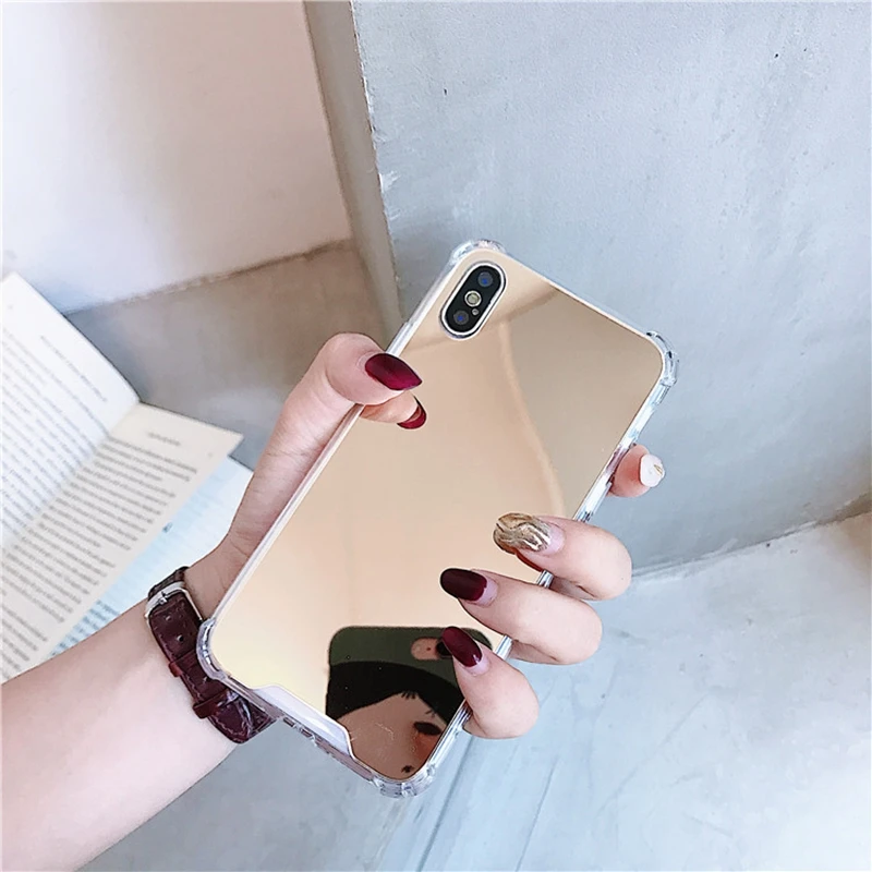 Падение устойчивы Зеркало чехол для телефона для iphone XS MAX XR X 7 8 6s 6 plus Мягкий защитный из ТПУ чехол для samsung примечание 9 8 S8 S9 плюс