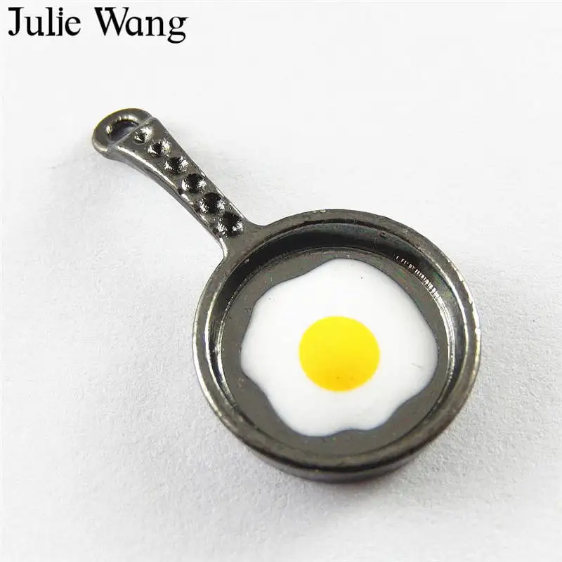 Julie Wang 10 шт. сплав пистолет черная эмалированная кастрюля Подвески ожерелье