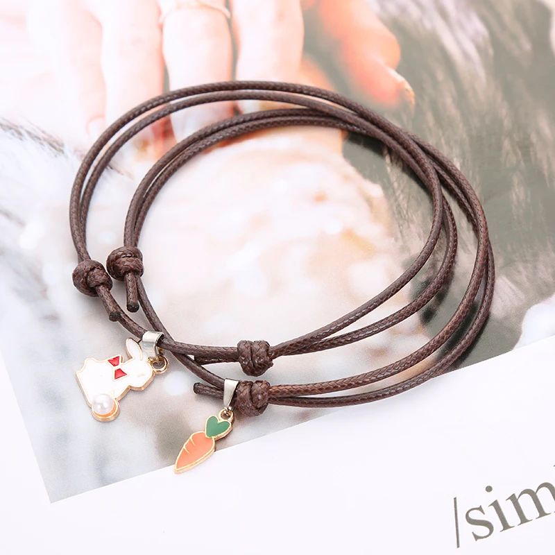 JIAKOU Rabbit Carrot Couple Bracelets For Lovers Rope Chain Hand Bracelet Women And Men Trendy Jewellry 2020 JKB058 | Украшения и