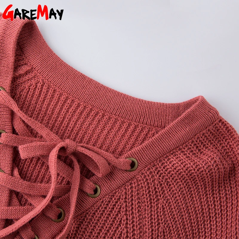 Sweater Women Pullover Long Sleeve Knitted jumper Sexy Tops Winter Women's Sweaters Knitwear Pull Femme Hiver 2022 GAREMAY | Женская