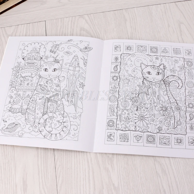 24 Pages Creative Cat Coloring Book Kill Time Painting Drawing For Children Dropshipping | Канцтовары для офиса и дома