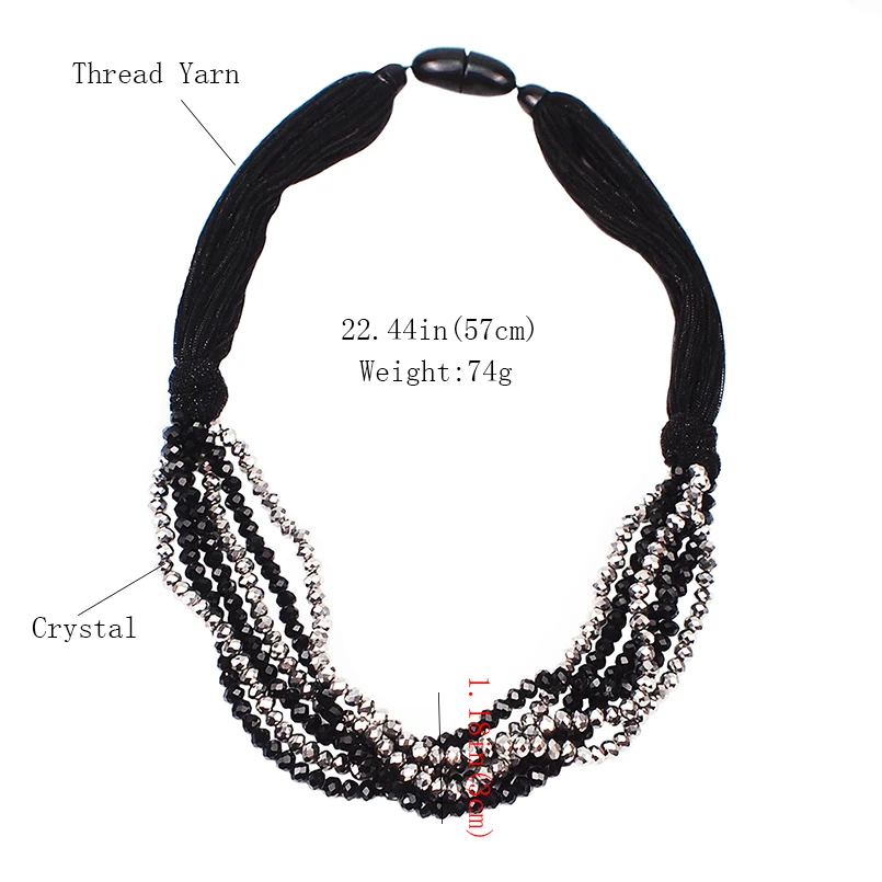 Multilayer Crystal Chunky Necklace For Women Handmade Beads Collar Statement Pendant Party Jewelry UKNE | Украшения и аксессуары