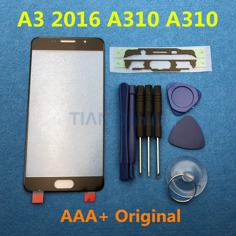 Экран Переднее стекло Замена объектива для samsung Galaxy A3 A310 A310F SM-A310F сенсорная панель стекло+ наклейка+ Инструменты
