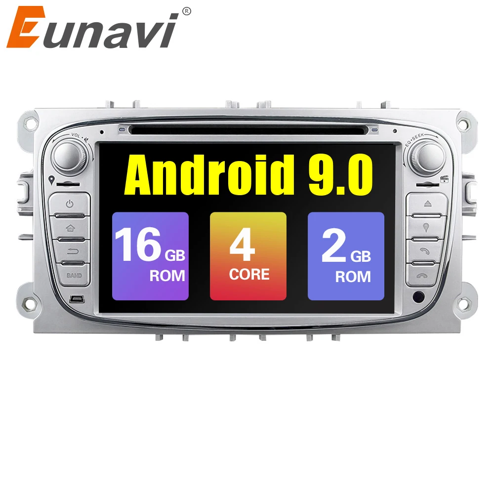 Eunavi четырехъядерный 2G RAM Android 9 2 din автомобильный DVD плеер автомобильное радио GPS Navi