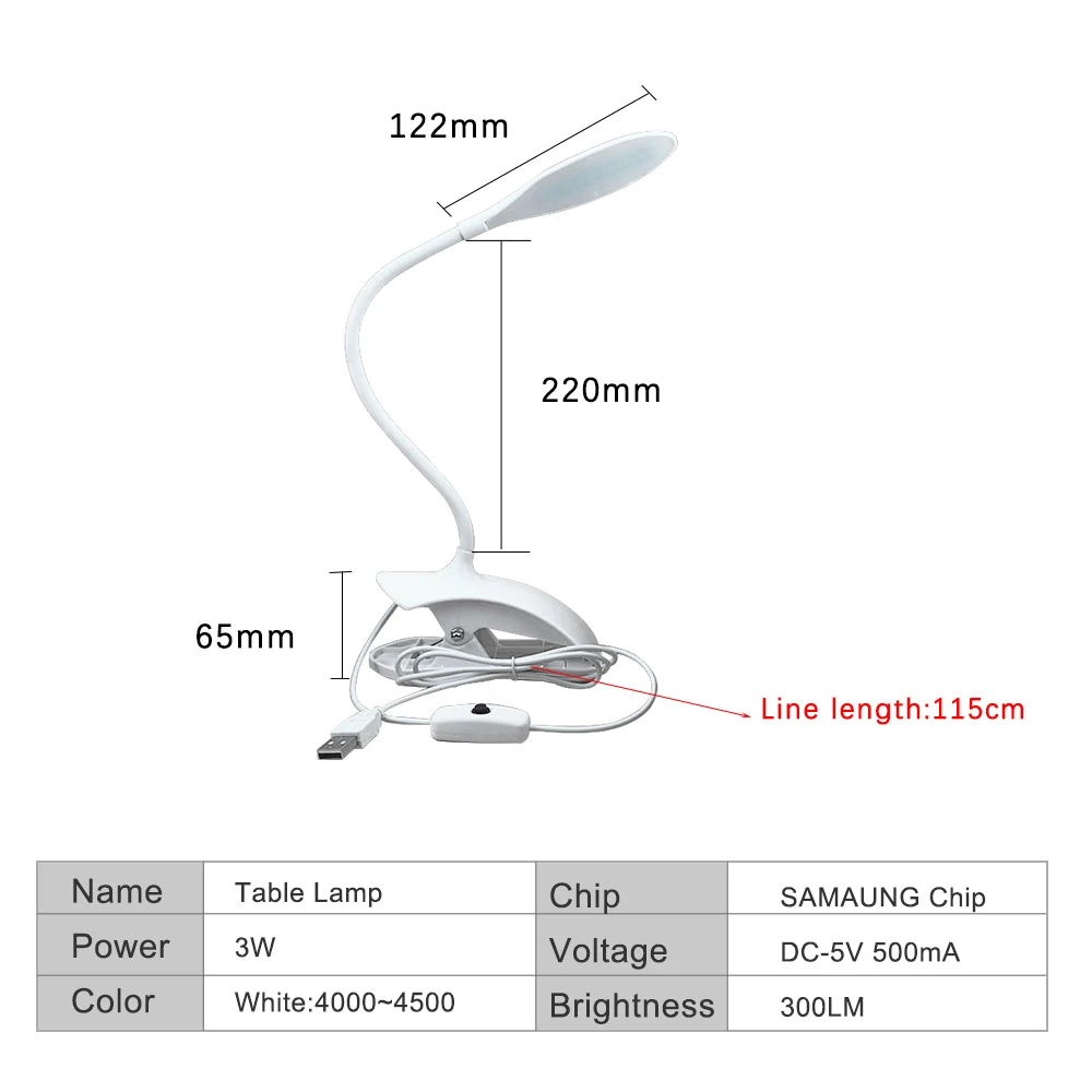 USB СВЕТОДИОДНЫЙ светильник для чтения защита глаз зажим книжный студенческий