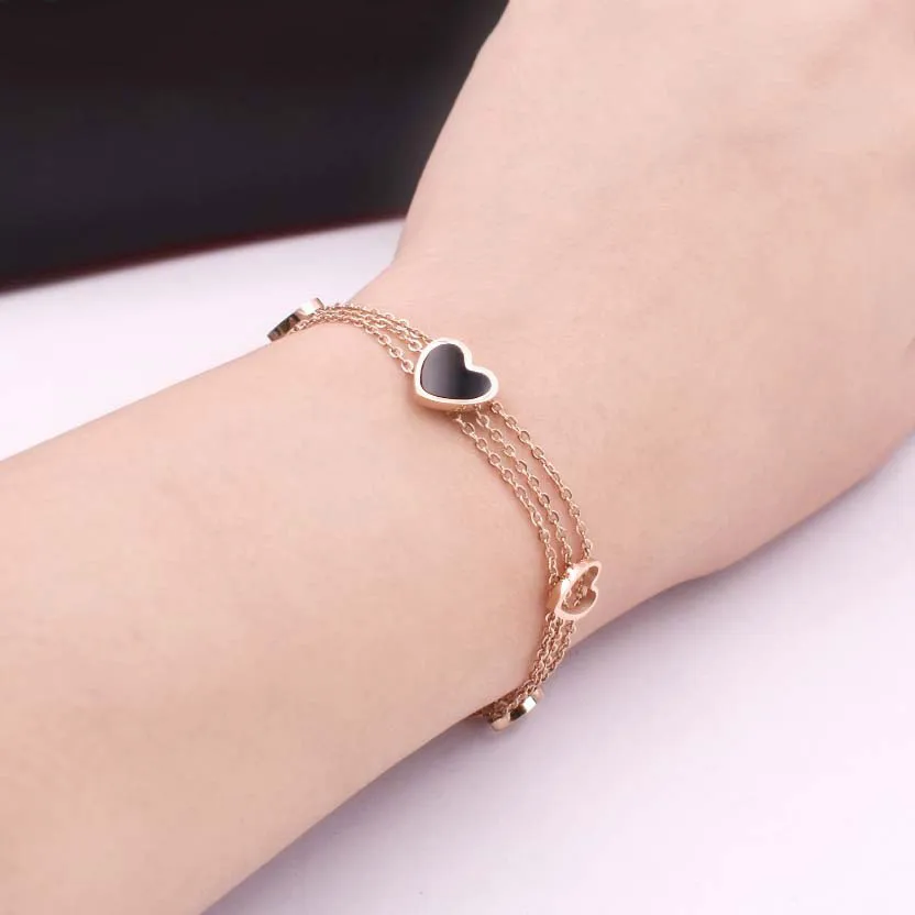

MIARA.L Korean fashionable peach bracelet female rose gold multi-layer simple joker tide titanium steel color matching accessori