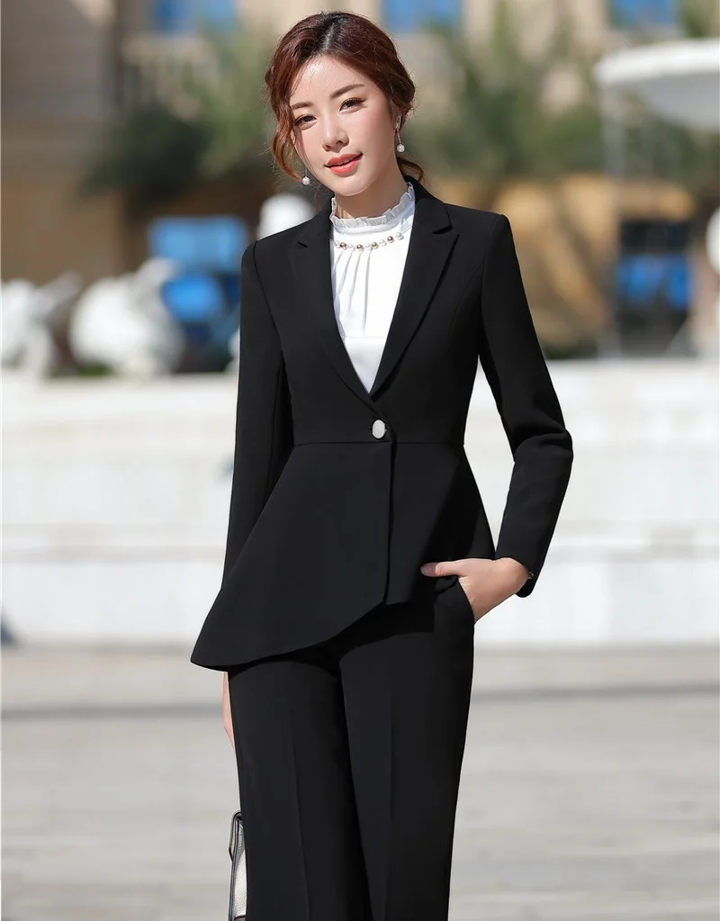 

Formal Women Business Suits With Irregular Jackets Coat and Pants for Ladies Office Work Wear 2019 Spring Summer Pants Suits