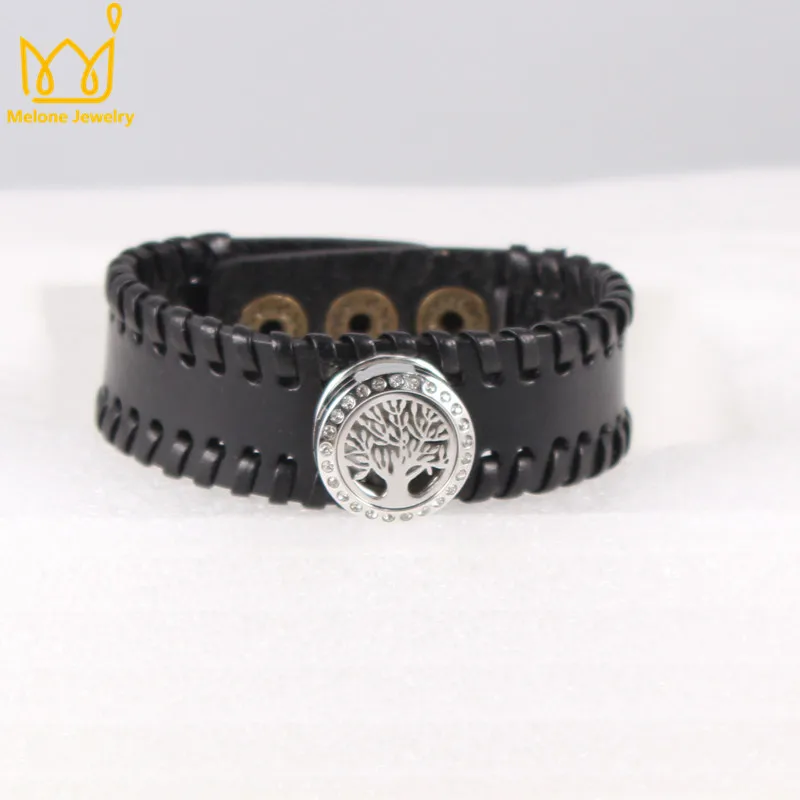 Серебряный магнит Древа Жизни с браслетом из натуральной кожи Кристальный