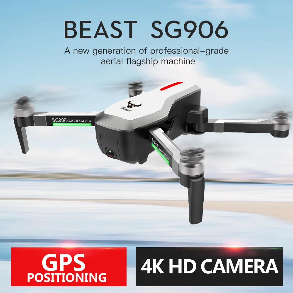 Складной Дрон SG906 GPS Wi Fi FPV с камерой 4K бесщеточный Селфи HD RC Квадрокоптер Вертолет