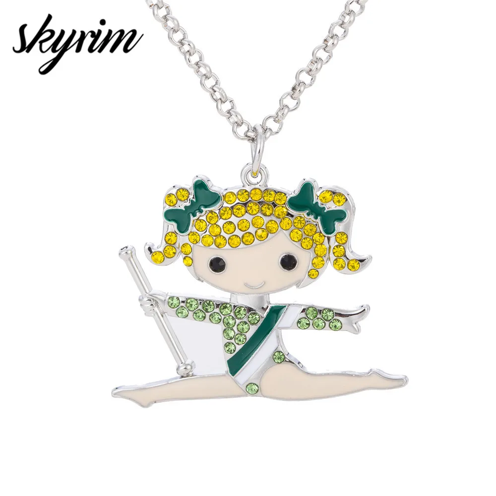 Ожерелье с подвеской Skyrim блестящее для гимнастики девочек яркое со стразами