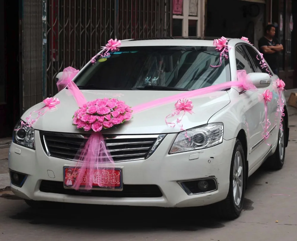 Fiori bomboniere Свадебный автомобильный цветочный набор для украшения цветов, красный, розовый, фиолетовый, 40 см, цветочная гирлянда, 10 шт., искусственные цветы