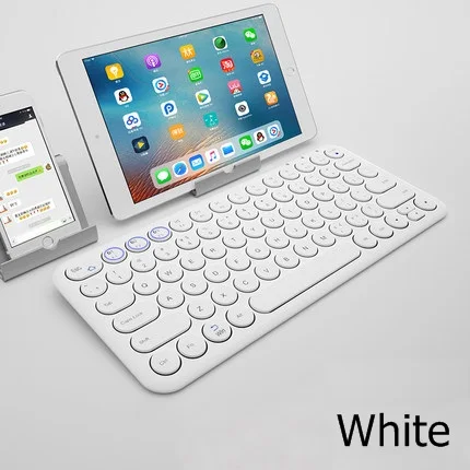 Белый B O W HB098S мини ретро круглая крышка 78 ключ портативный Bluetooth беспроводная клавиатура Поддержка 3 устройств одновременно - Цвет: Белый