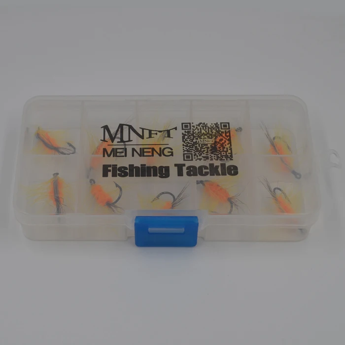 10pcs in box MNFT 10 шт. 6# желтый борода оранжевый шерстяной червь ошибка муха рыболовные крючки в виде мухи для ловли форели - Цвет: 10pcs in box