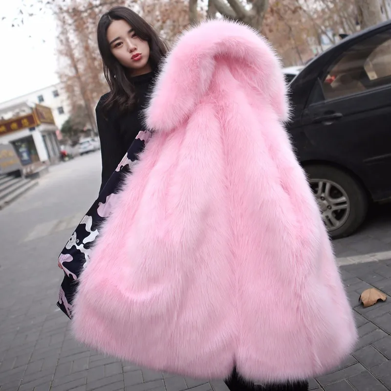 Pink Camo Pink fur Женское пальто из лисьего меха с розовой подкладкой, замшевый мех, камуфляжная Толстая куртка, зима, новая теплая парка с капюшоном и воротником размера плюс, верхняя одежда PJ313 - Цвет: Pink Camo Pink fur