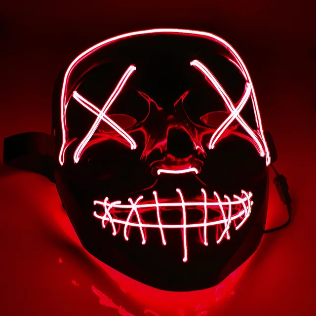 red led mask Светодиодная маска Хэллоуин светящаяся в темноте страшная Маскарадная маска для вечеринок фестиваль череп тушь светильник косплей подарок Прямая поставка - Цвет: red led mask