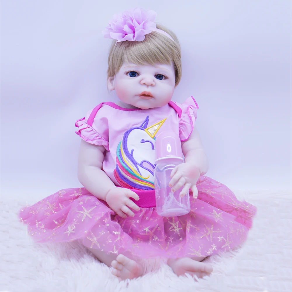 DOLLMAI 22 дюйма 55 см Bebe Reborn кукла белая кожа силиконовая девочка игрушка Baby подарок
