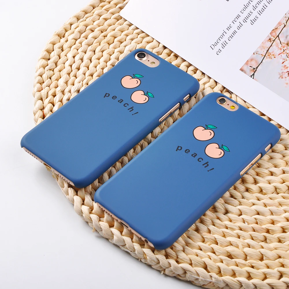 Ranipobo мультфильм фрукты персик Телефон чехол для iPhone 6 6s 7 8 Plus X Ультра тонкий синий Жесткий ПК чехол письмо задняя крышка для iPhone 6s