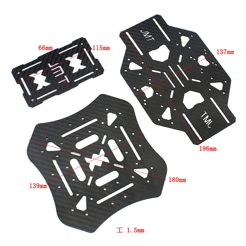 

JMT X4 560mm Carbon Fiber Umbrella Foldable Frame with Foldable/ Non-foldable Landing Skid for RC Helicopter