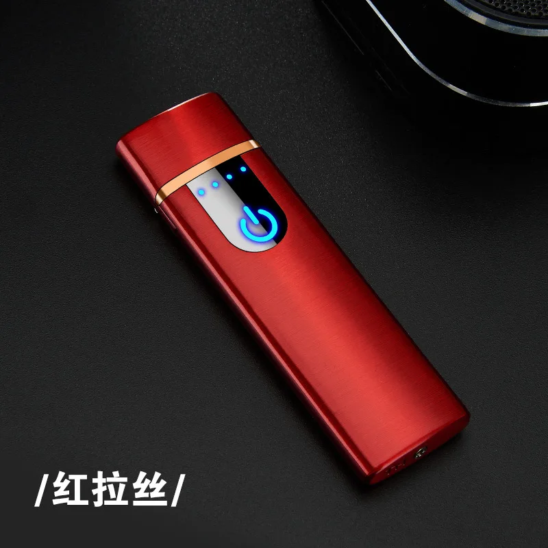 Красный Мини сенсорный датчик Зажигалка Перезаряжаемый USB дуплексный прикуриватель - Цвет: Красный