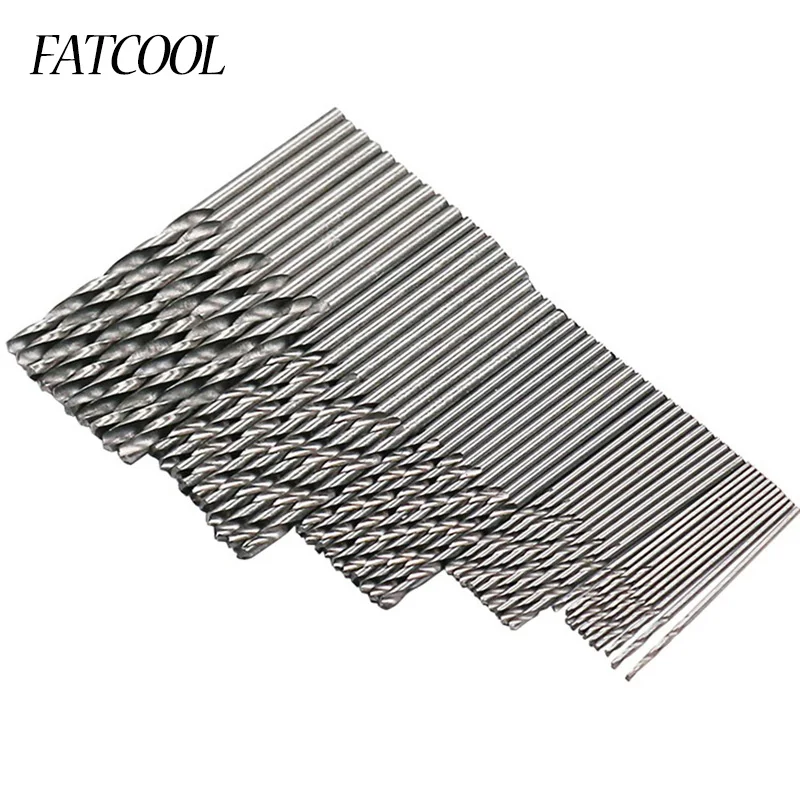 

FATCOOL 50Pcs High Speed Steel Titanium Plated Twist Drill Bit Set Tool 1/1.5/2/2.5/3mm