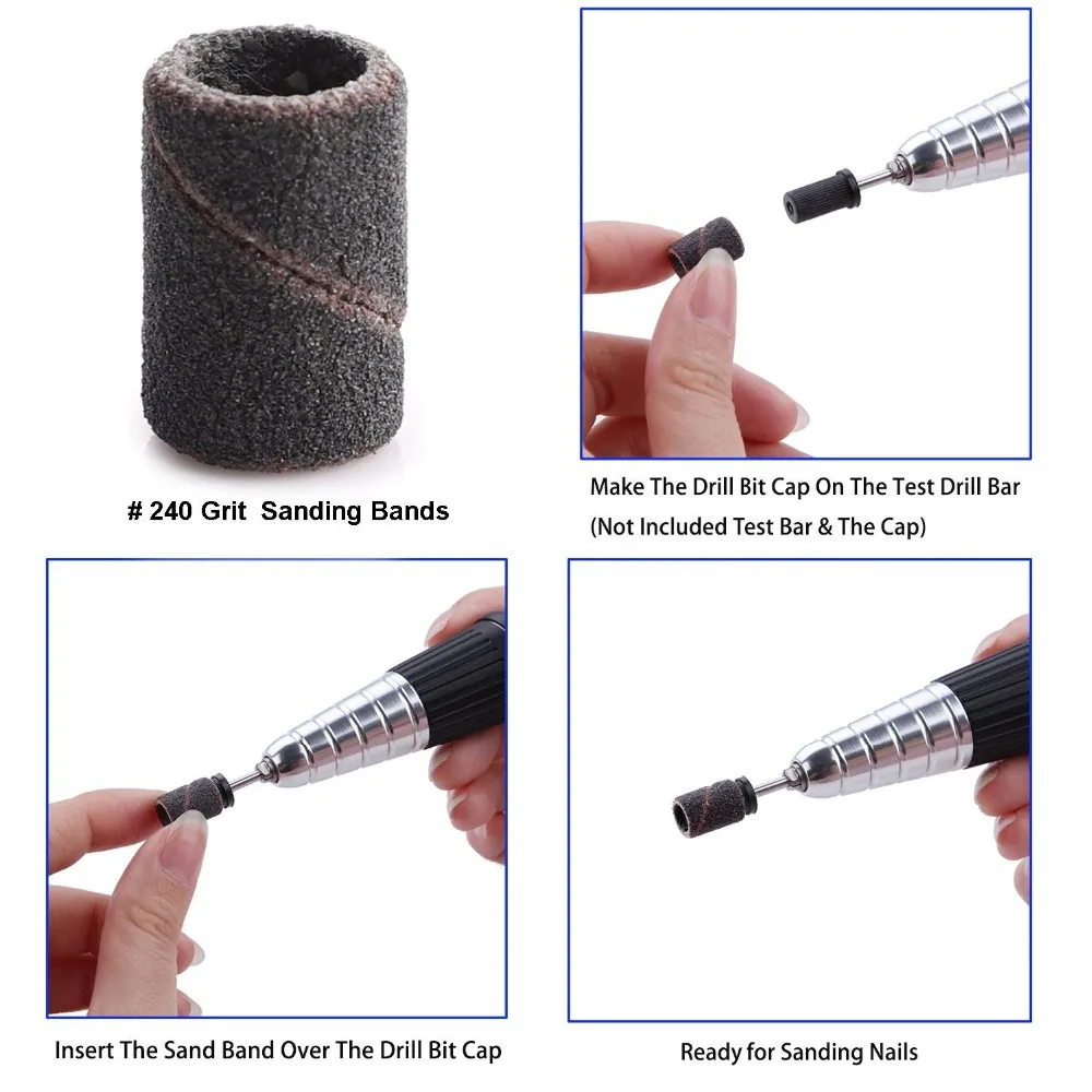 Makartt #240 тонкая шлифовальная лента Dremel для ногтей Песочная 100 шт. акриловых Маникюр