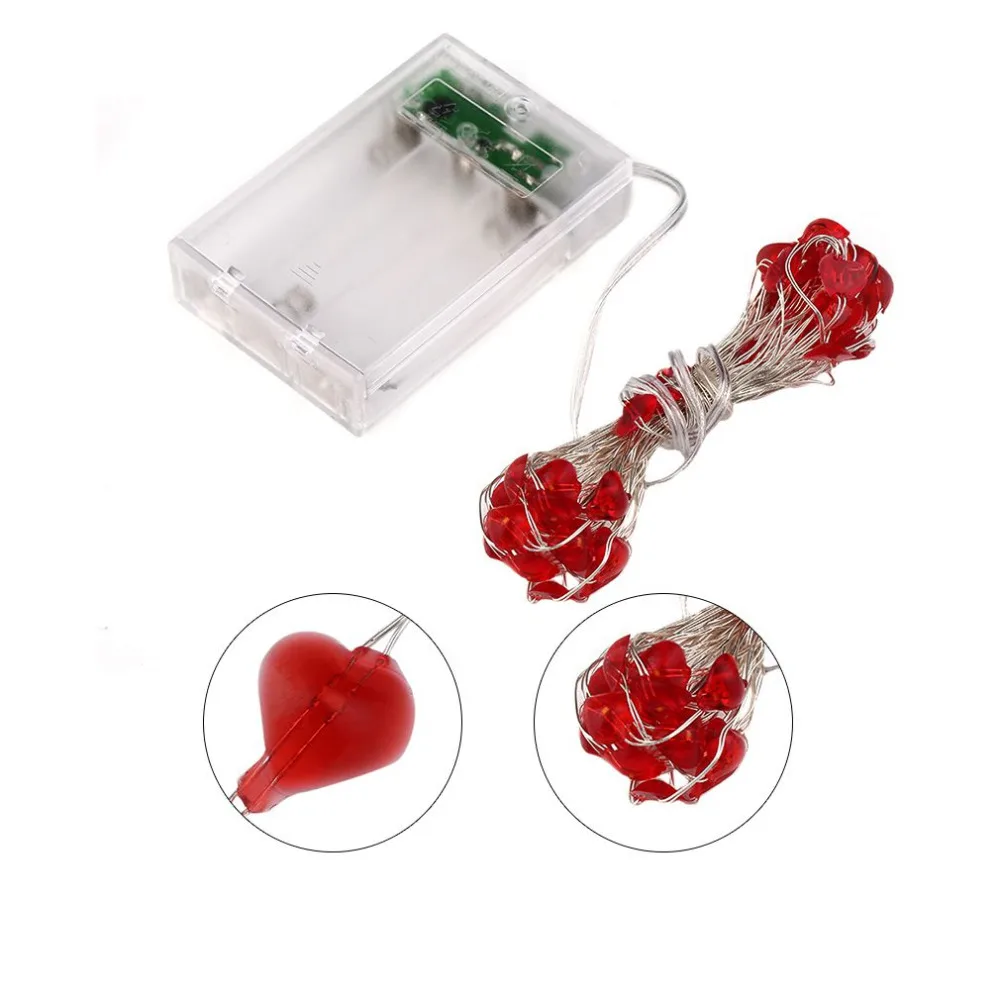 

5M 50LEDs Heart Shape LED String Lights Curtain Fairy Lighting Decorative Light Strings with Battery Box for Party Wedding Decor