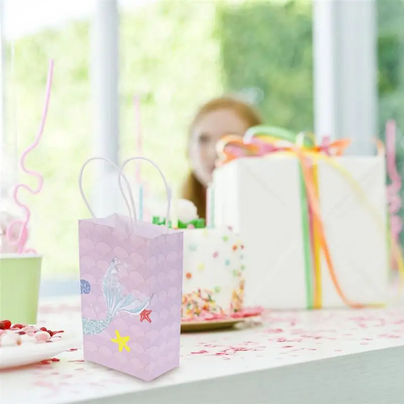 15 шт подарочные сумки креативный Мультфильм Русалочка Goodies сумки милая бумага вечерние сумка для угощений для свадьбы День рождения(11,7x8,1x20,3 см