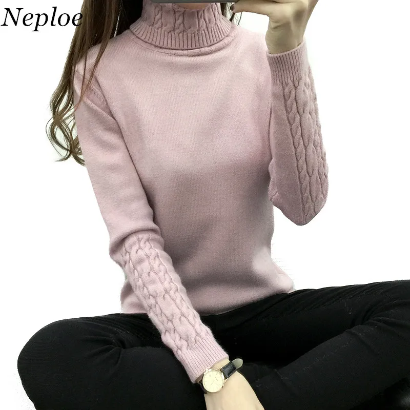 Neploe 2019 Осень Зима Новый женский корейский свитер с высоким воротом однотонный