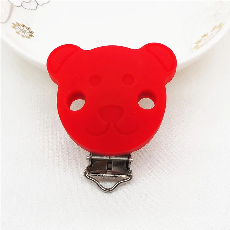 Red Chengkai 10 шт. силиконовый медведь зажимы для прорезывателей DIY Детские пустышки Прорезыватель Соска chupetero цепь ремесло медсестры ювелирные изделия игрушка зажим - Цвет: Red