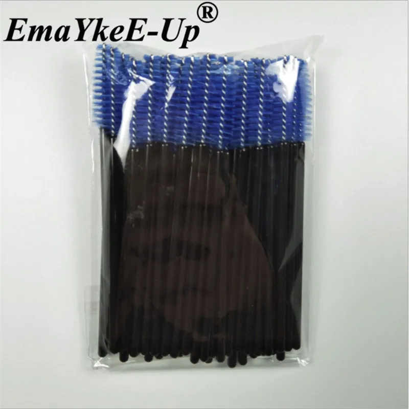 Black Blue-50pcs 50 шт./партия одноразовые нейлоновые палочки для туши для ресниц, синие, золотые, черные, розовые, красные кисти с ручкой, ресницы, кисти для макияжа, инструменты для наращивания ресниц - Цвет: Black Blue-50pcs