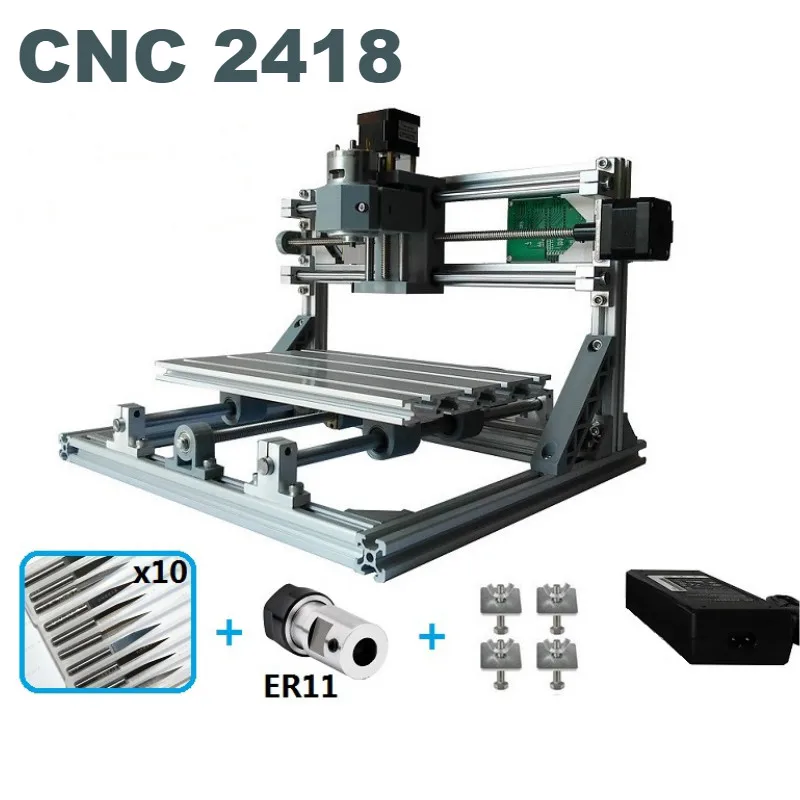3 оси ЧПУ 2418 с ER11 DIY мини лазерный гравировальный станок Pcb фрезерный для резьбы по