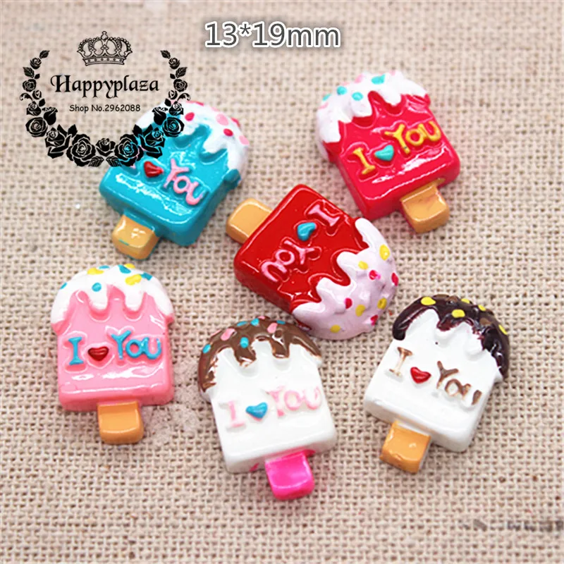 10 шт. кавайная 3D имитация смолы мороженое Фруктовые палочки с плоским основанием