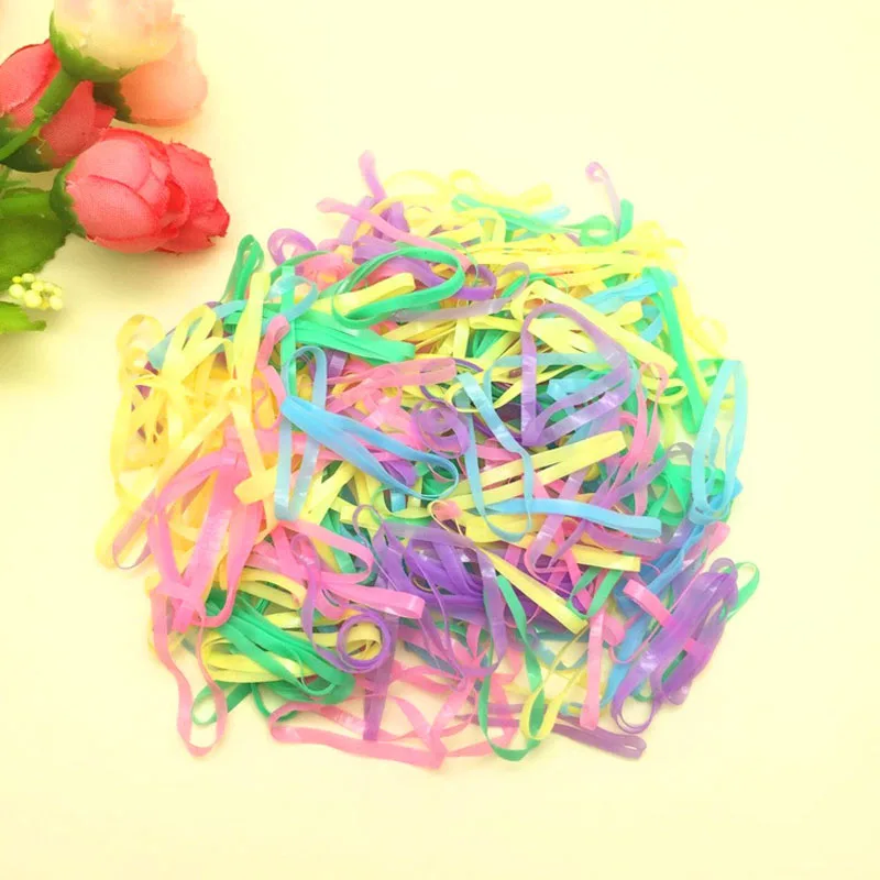 

150Pcs/Lot TPU Rubber Bands Hairband Rope Holder Colorful Ties Elastic For Kids Girl Hair Accessories