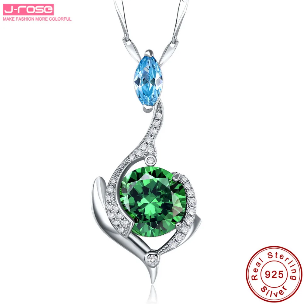 Jrose Роскошный зеленый нано русский женский кулон из твердого стерлингового